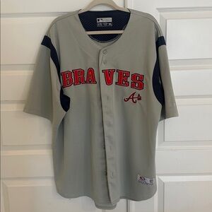Genuine Merchandise Atlanta Braves MLB Baseball Gray Jersey Men’s Size XL(46-48)
